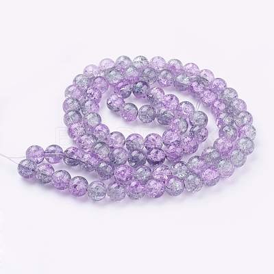 1Strand Two Tone Transparent Crackle Glass Round Beads Strands X-CCG-Q002-10mm-02-1
