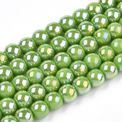 Electroplate Opaque Glass Beads Strands LS-GLAA-T032-P4mm-AB06-1