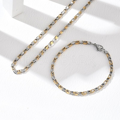 304 Stainless Steel Chain Necklaces & Bracelets Sets SJEW-D091-11GP-1