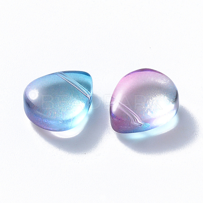 Transparent Spray Painted Glass Beads GLAA-T016-29H-1
