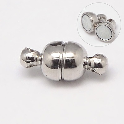 Round Brass Magnetic Clasps with Loops KK-D331-P-NF-1
