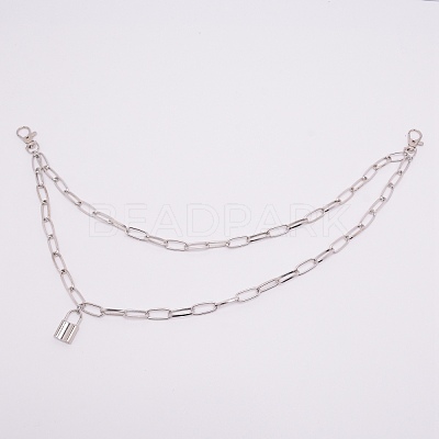 Alloy Padlock Charm Chains Belt AJEW-WH0126-29P-1