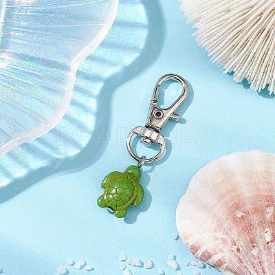 Tortoise Synthetic Turquoise Pendant Decoration HJEW-JM02294-1
