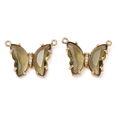 Brass Pave Faceted Glass Connector Charms FIND-Z020-03D-1