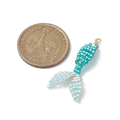 3Pcs 3 Colors Seed Beads Beaded Pendants PALLOY-MZ00222-1