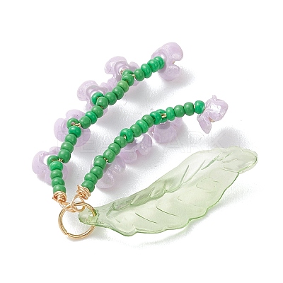 Glass Seed Beaded Pendants PALLOY-MZ01249-1