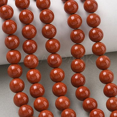 Grade A Natural Red Jasper Bead Strands X-G-P075-36-8mm-1