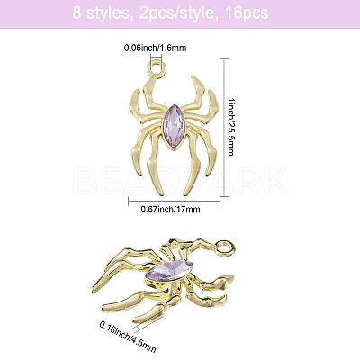 16Pcs 8 Styles Glass Spider Pendant FIND-CA0008-37-1