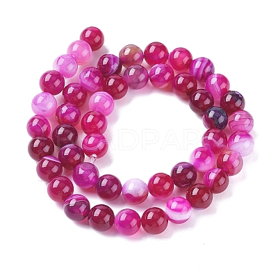 Natural Striped Agate/Banded Agate Beads Strands G-G582-4mm-56-1