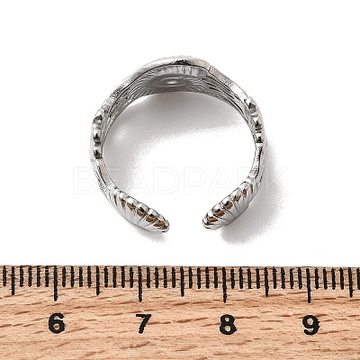 304 Stainless Steel Open Cuff Rings for Women RJEW-K313-15P-1
