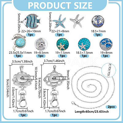 8Pcs 8 Styles Alloy Rhinestone Snap Buttons FIND-NB0006-36-1