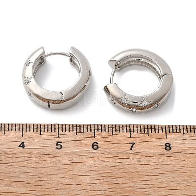 Clear Cubic Zirconia Star Hoop Earrings EJEW-C022-06P-01-1