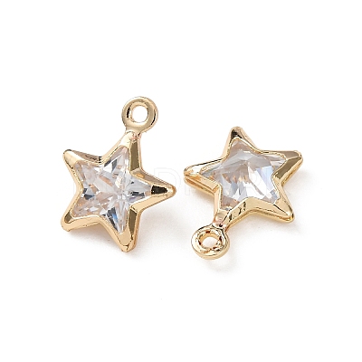 Brass Glass Pendants KK-C253-04G-1