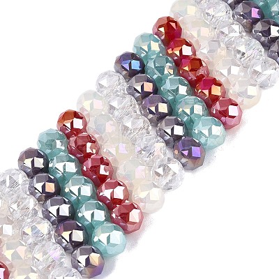 Electroplate Imitation Jade & Opaque & Transparent Glass Beads Strands EGLA-Q135-8MM-A10-1