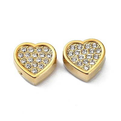 Heart Shape 304 Stainless Steel Beads STAS-C089-07G-1