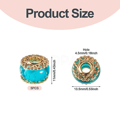 5Pcs Alloy European Beads MPDL-TADJ0001-02E-1