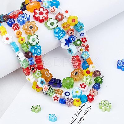 3 Strands 3 Style Handmade Millefiori Glass Bead Strands LAMP-OC0001-50B-1