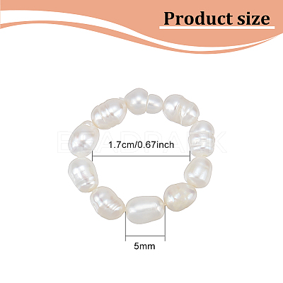 1Pc Natural Pearl Beaded Stretch Finger Ring for Women RJEW-AN0001-02-1