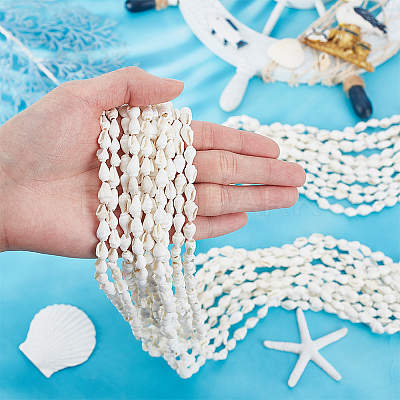 Natural Shell Beaded Long Necklaces for Women AJEW-WH0460-131A-1