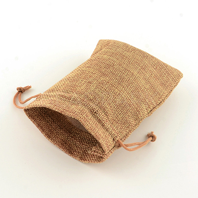 Polyester Imitation Burlap Packing Pouches Drawstring Bags X-ABAG-R004-14x10cm-03-1