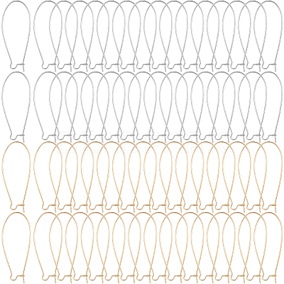 200Pcs 2 Colors Brass Hoop Earrings Findings Kidney Ear Wires KK-SP0001-30-1