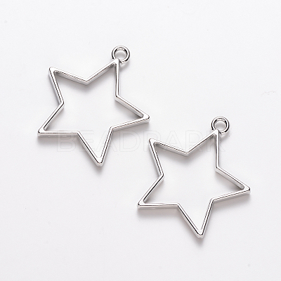Rack Plating Alloy Star Open Back Bezel Pendants LS-PALLOY-S047-40F-FF-1