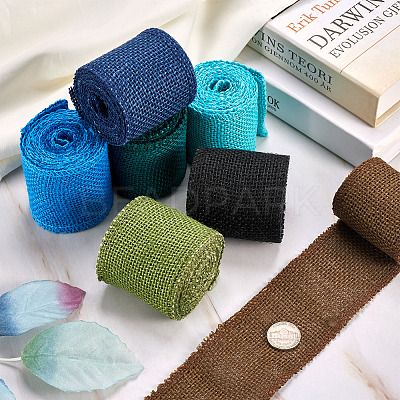 6 Rolls 6 Colors Burlap & Linen Ribbon OCOR-BT0001-03-1