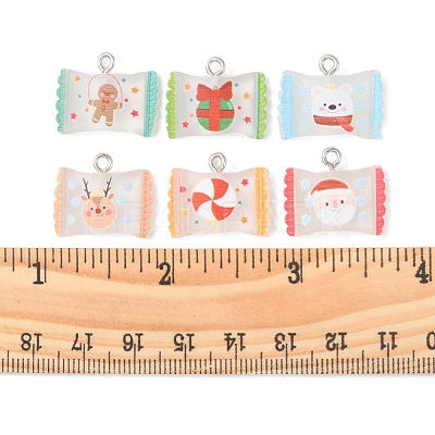 24Pcs 6 Colors Christmas Theme Transparent Resin Imitation Food Pendants RESI-FS0001-42-1