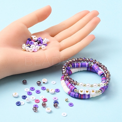 DIY Letter & Imitation Pearl & Heishi Beads Bracelet Making Kit DIY-YW0005-23D-1