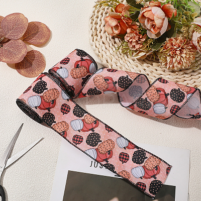 Pumpkin Pattern Polyester Ribbon OCOR-WH20003-66-1