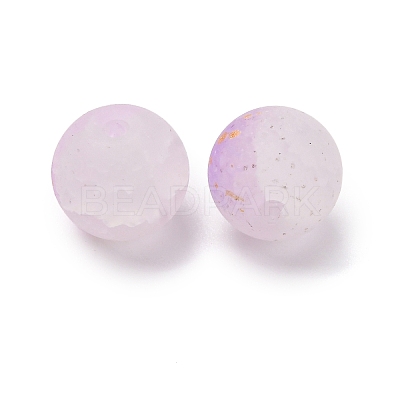 Frosted Baking Paint Crackle Glass Beads with Glitter Powder DGLA-T004-8mm-01E-1