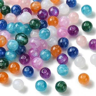 80Pcs 8 Colors Round Imitation Cat Eye Resin Beads RESI-YW0001-81-1