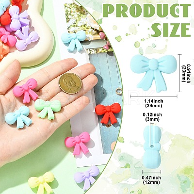 32Pcs 8 Colors Bowknot Silicone Focal Beads SIL-CJ0003-24-1