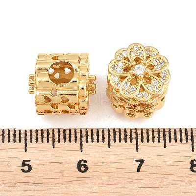 Brass Micro Pave Clear Cubic Zirconia European Beads ZIRC-F148-10G-1