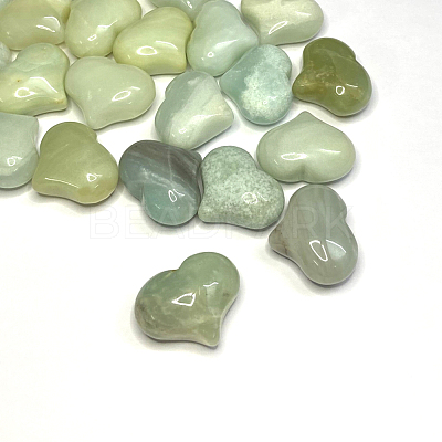 Natural Flower Amazonite Heart Palm Stone G-F659-A10-1