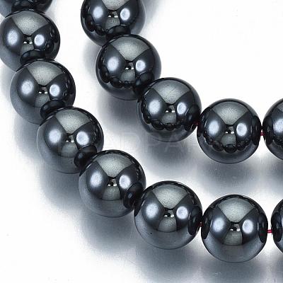 Non-magnetic Synthetic Hematite Beads Strands G-Q892-10mm-1