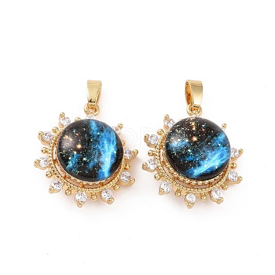 Brass Micro Pave Clear Cubic Zirconia Pendants X-KK-E068-VC466-1