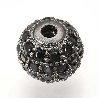 Brass Micro Pave Cubic Zirconia Beads ZIRC-Q013-8mm-143B-1