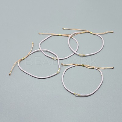 Adjustable Natural Rose Quartz Braided Bead Bracelets BJEW-F391-A01-1