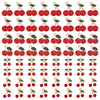 72Pcs 4 Styles Cherry Alloy Enamel Charms ENAM-UN0001-35-1