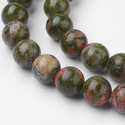 Natural Unakite Bead Strands G-G735-67-8mm-1