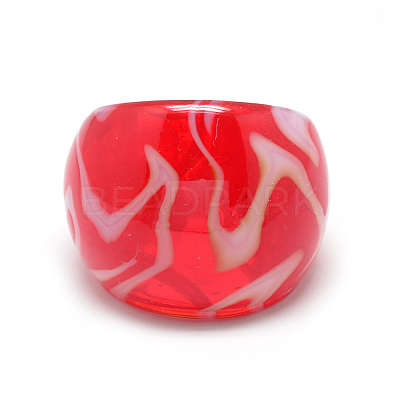 Handmade Lampwork Wide Band Finger Rings RJEW-T002-01-B-1