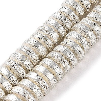 Electroplated Natural Lava Rock Beads Strands G-I360-A03-04-1