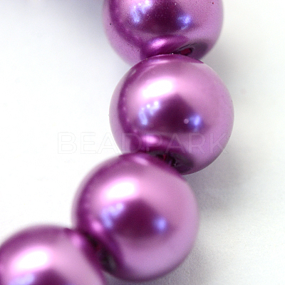 Baking Paint Pearlized Glass Pearl Round Bead Strands LS-HY-Q003-10mm-16-1