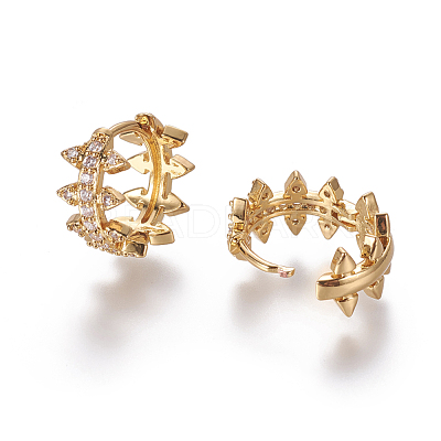 Brass Micro Pave Cubic Zirconia Huggie Hoop Earrings EJEW-F209-05G-1