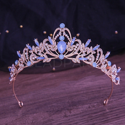Alloy Rhinestone Crown Hair Bands for Woman Girls PW-WGB2F57-23-1