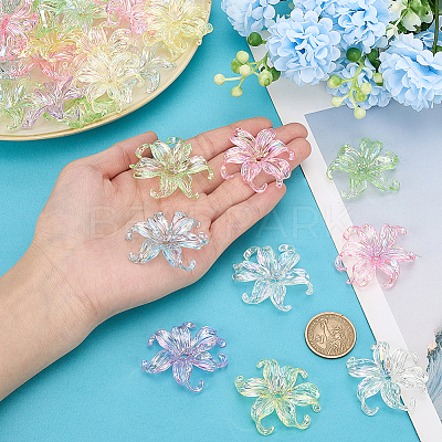 60Pcs 6 Colors Resin Bead Caps RESI-PH0002-70-1