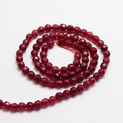 Dyed Natural White Jade Round Beads Strands X-G-E311-4mm-03-1