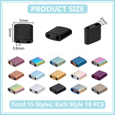 270Pcs 15 Colors Electroplated Frosted Synthetic Non-magnetic Hematite Beads G-UN0001-32-1