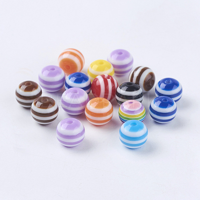 Striped Resin Beads RB017Y-1